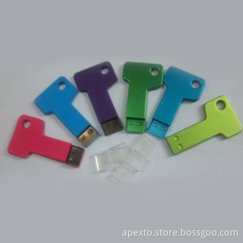 Key-shaped USB Flash Drive with Custom Logo, 512MB to 32GB Memory Capacity, Supports Data Preloading